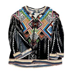 Flying Tomato Anthropologie Aztec Geometric Tunic Top Boho Hippie Size Small